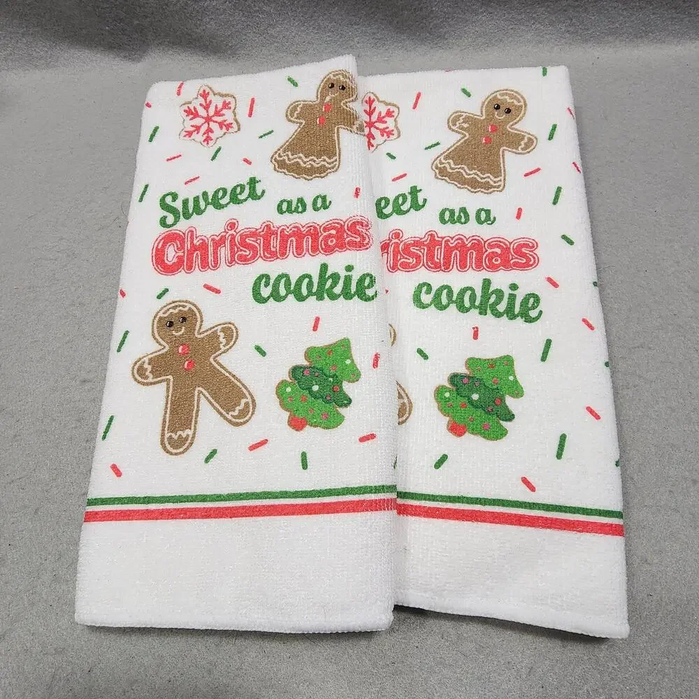 Sweet As A Christmas Cookie - Christmas Kitchen Towel, Potholders Mitten 5pc Set